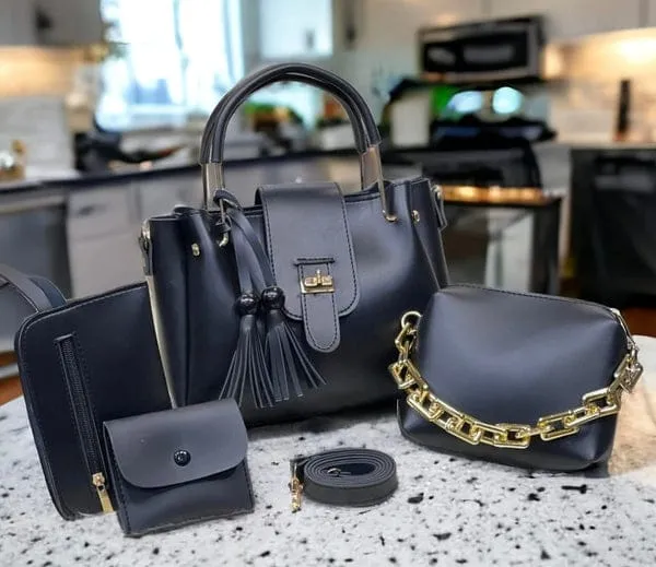 🔥 High-Quality 4-Piece Synthetic Leather Shoulder Bag Set – Elegant & Stylish 👜