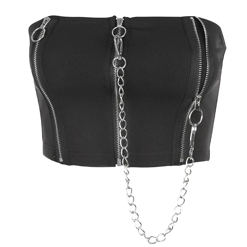 [ @x_blackpumpkin ] "ZIPPERED CHAIN SEXY" TUBE TOP Y021407