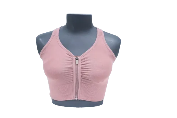 10123 - Cross Body Style Zippered Front Yoga Bra