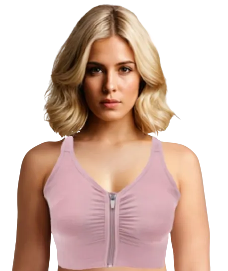 10123 - Cross Body Style Zippered Front Yoga Bra