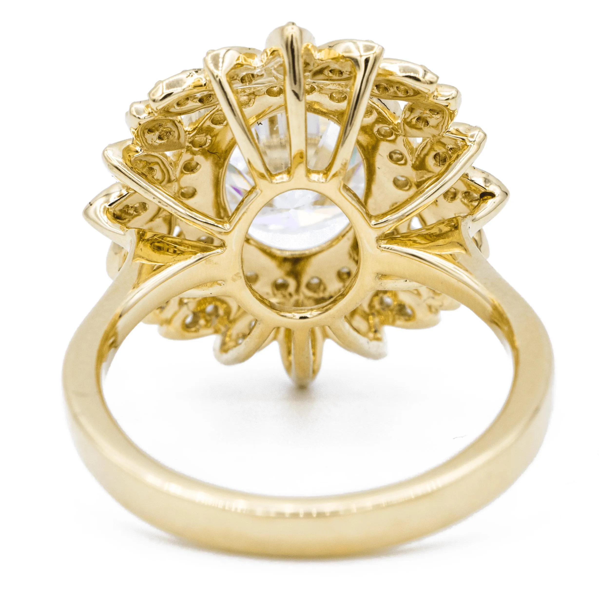 10x8mm Oval Center 14K Yellow Gold Sunburst Halo Ring