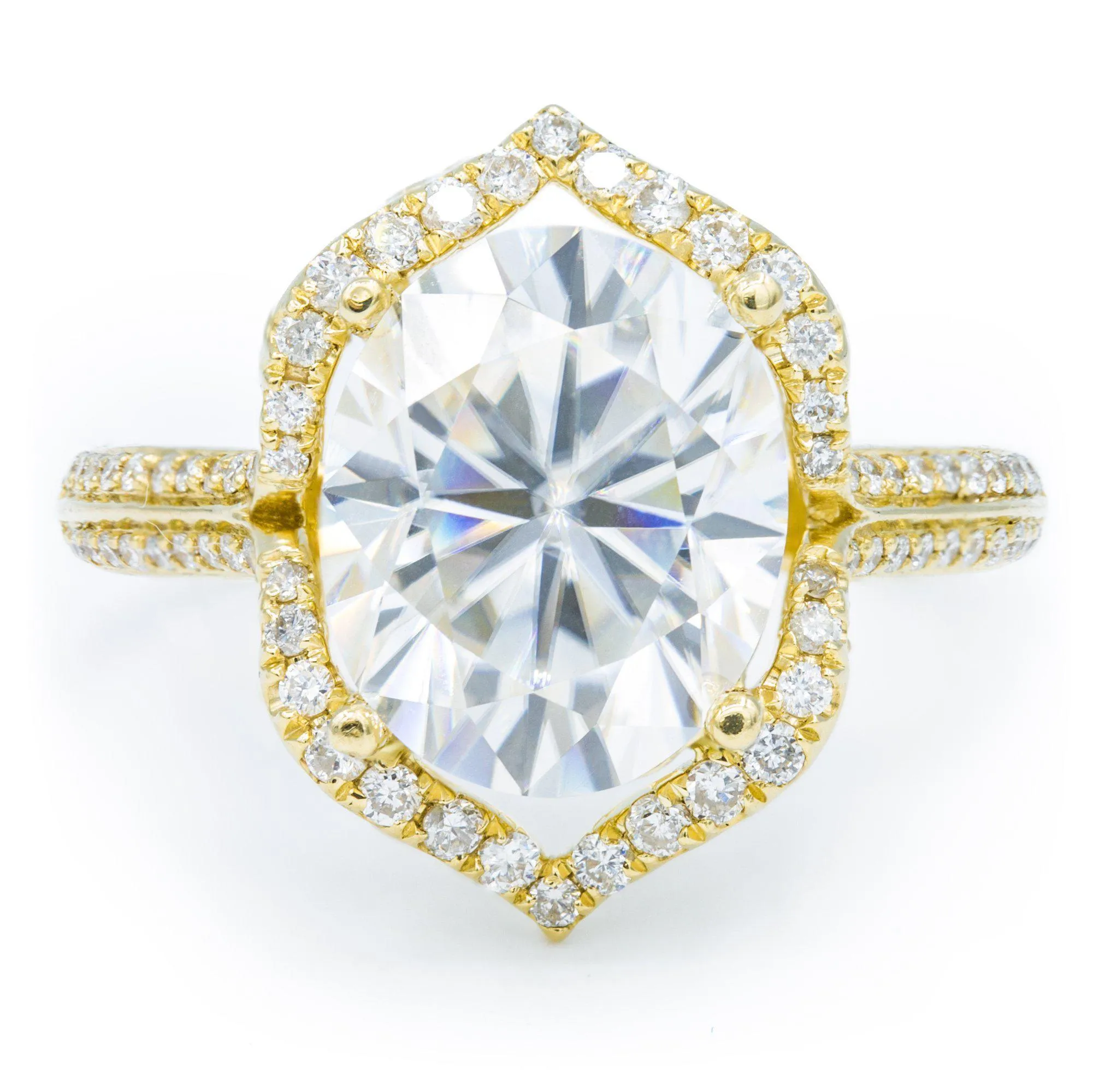 11x9mm Oval Center 14K Yellow Gold Halo Diamond Accent Ring