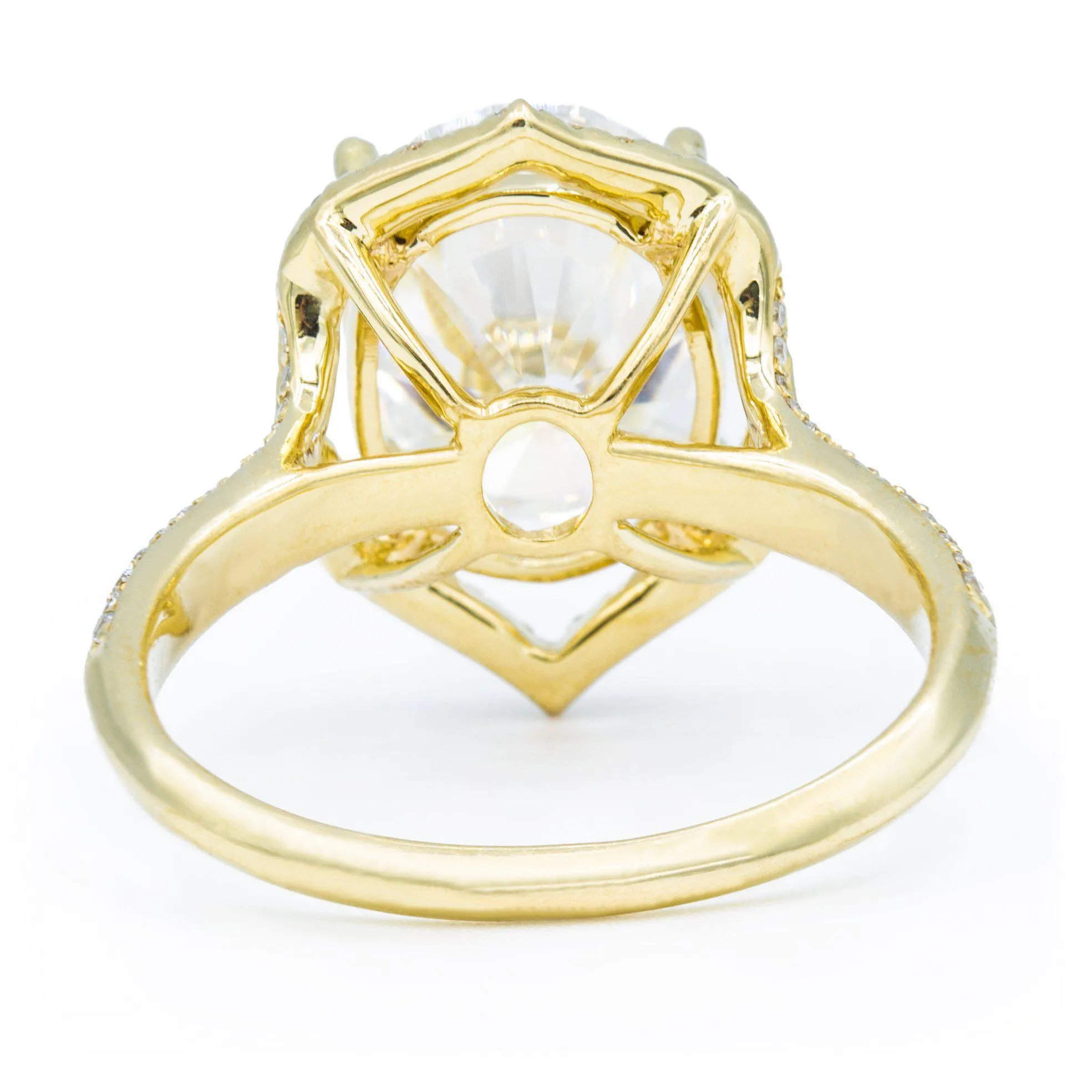 11x9mm Oval Center 14K Yellow Gold Halo Diamond Accent Ring