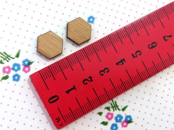13mm Bamboo Hexagons  - 10 Pairs