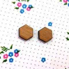 13mm Bamboo Hexagons  - 10 Pairs