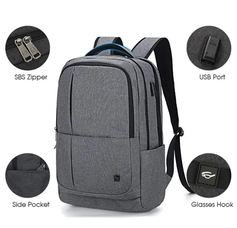 17 inches Laptop Bag Business Backpack with USB Charging Port, One Size