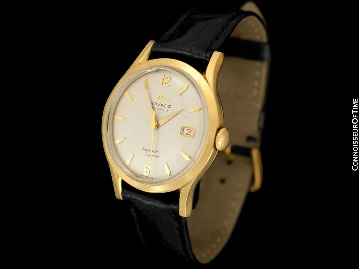 1950's Movado "Kingmatic Calendar" Vintage Mens Automatic Watch - 18K Gold with Box