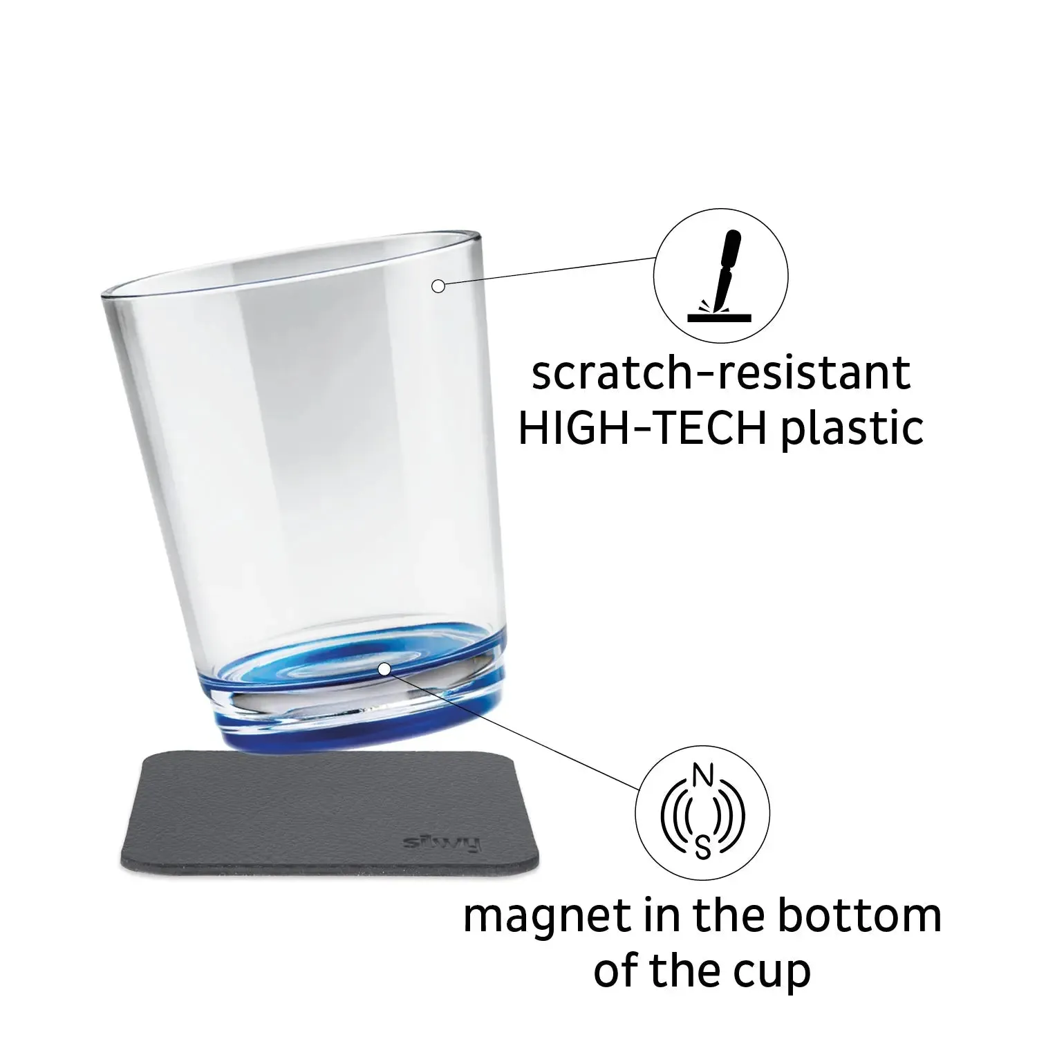 2 x Magnetic Drinking Cup Triple Lui Blue By Silwy
