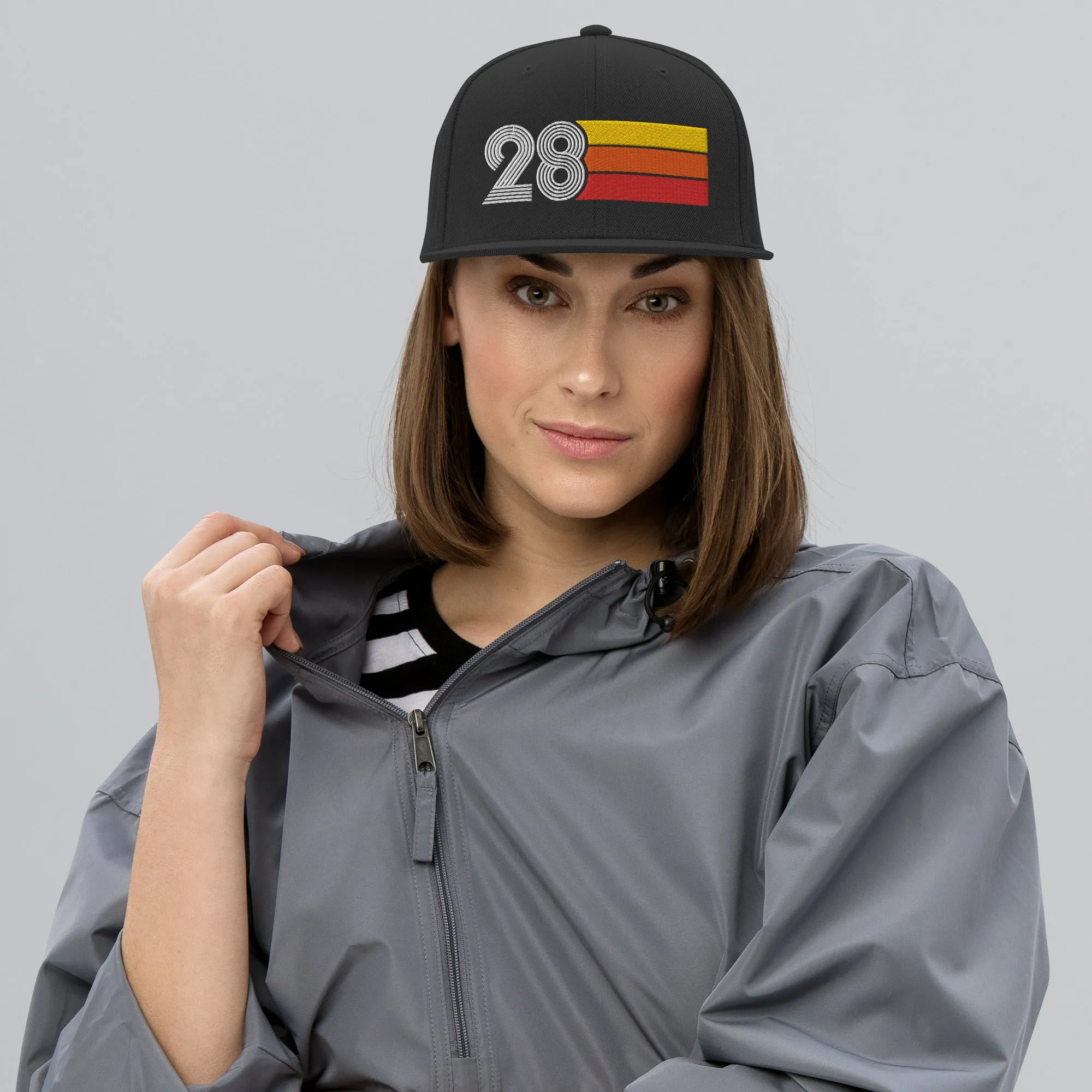 28 - Number Twenty Eight 28th Birthday Gift Idea Flat Bill Snapback Hat for Men and Women