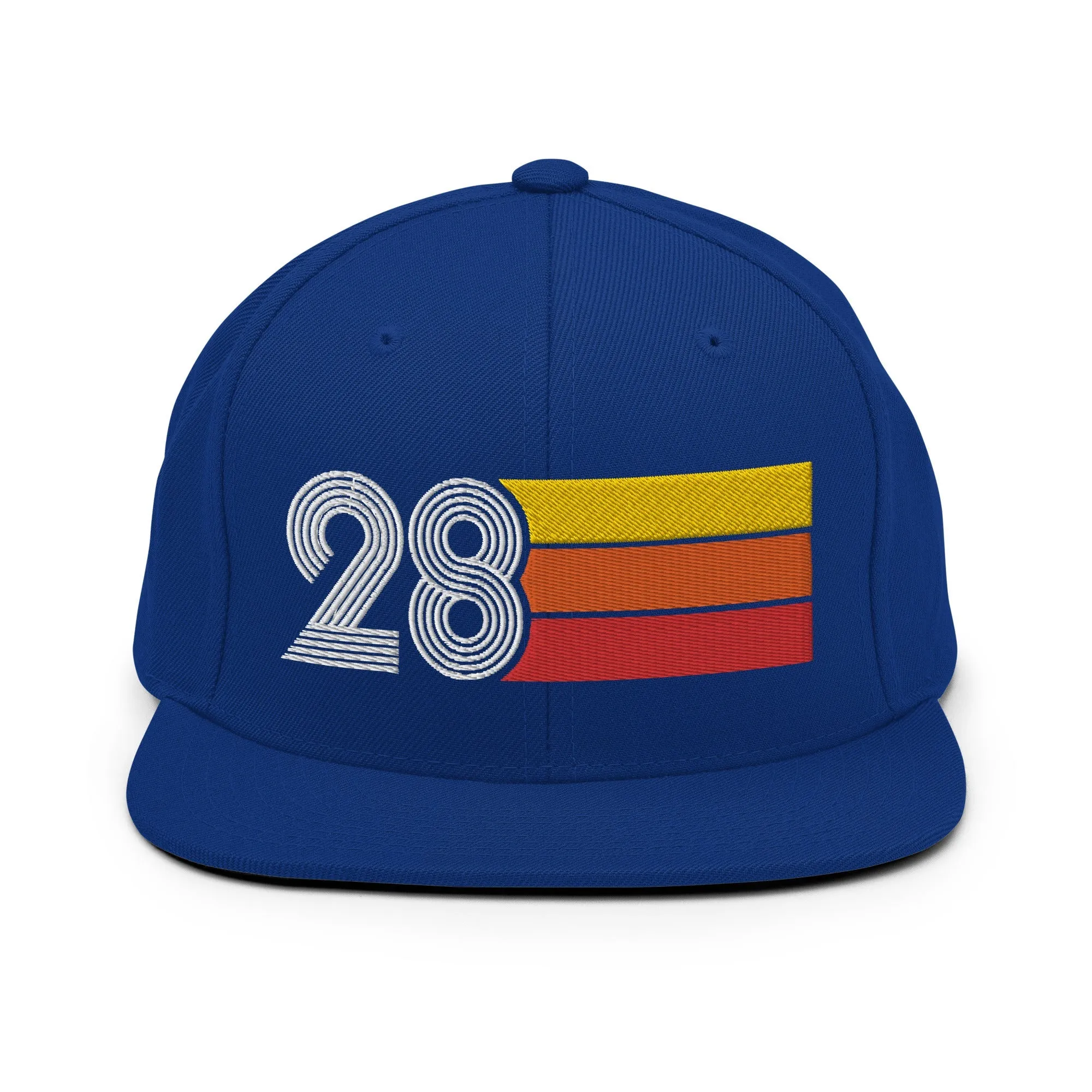 28 - Number Twenty Eight 28th Birthday Gift Idea Flat Bill Snapback Hat for Men and Women