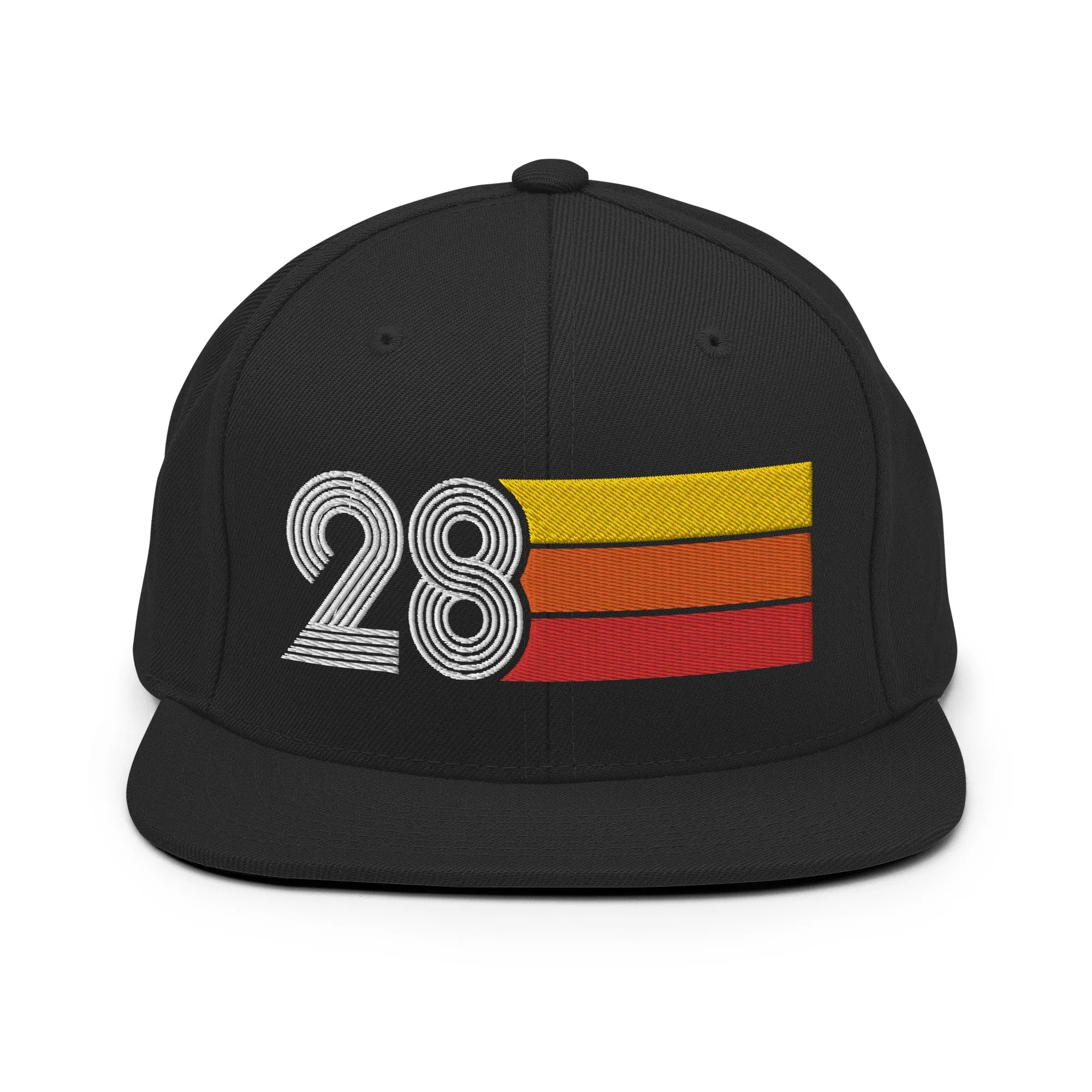 28 - Number Twenty Eight 28th Birthday Gift Idea Flat Bill Snapback Hat for Men and Women