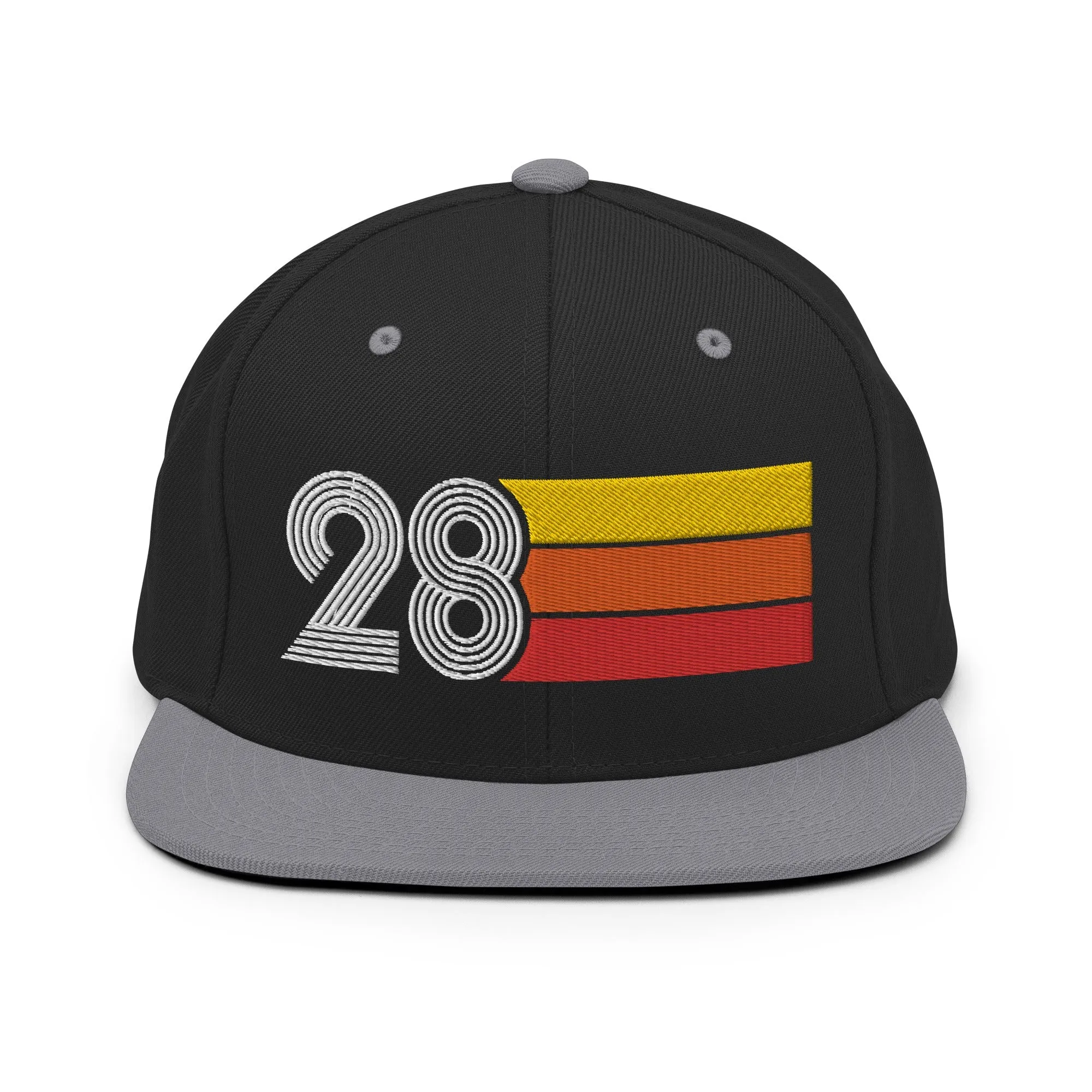 28 - Number Twenty Eight 28th Birthday Gift Idea Flat Bill Snapback Hat for Men and Women