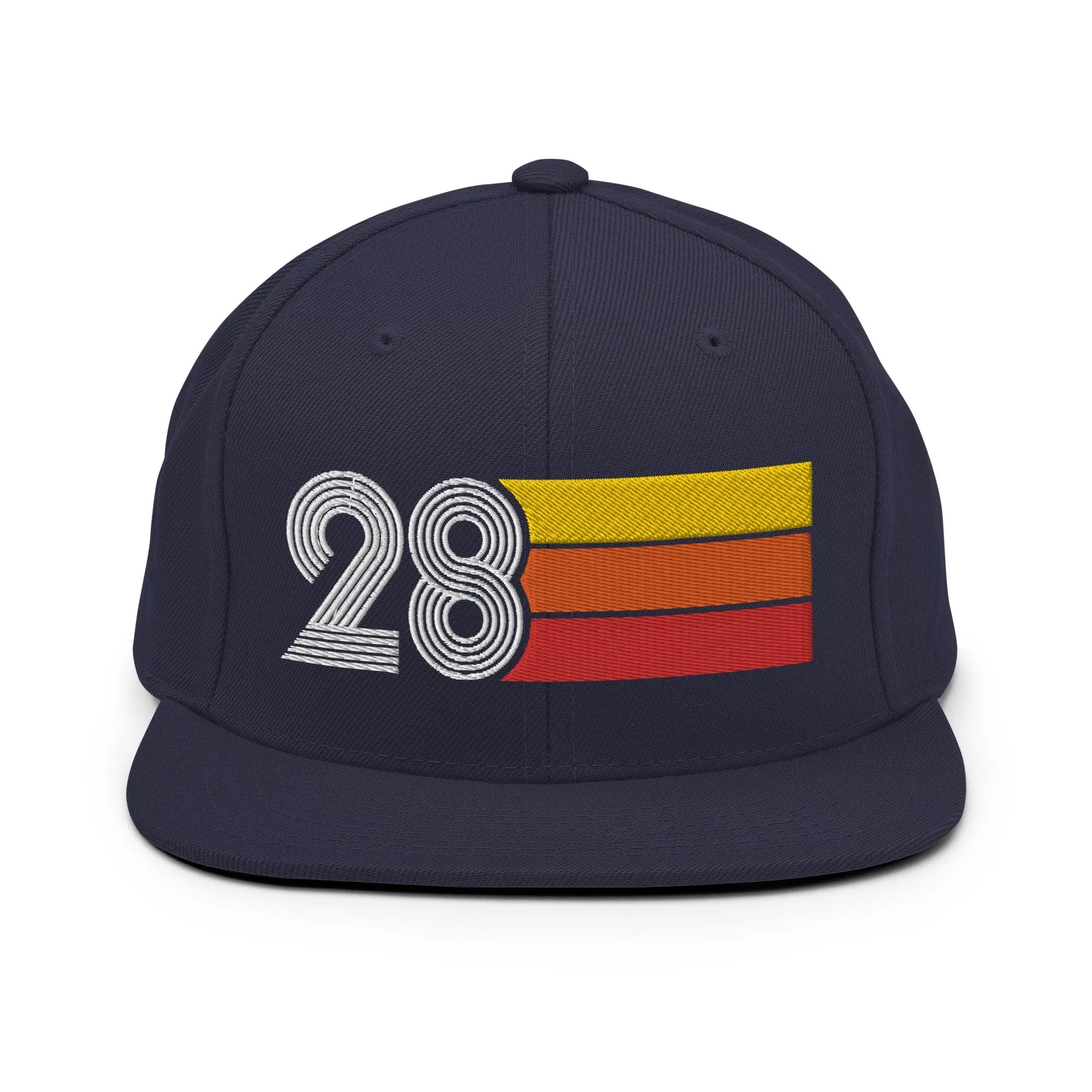 28 - Number Twenty Eight 28th Birthday Gift Idea Flat Bill Snapback Hat for Men and Women