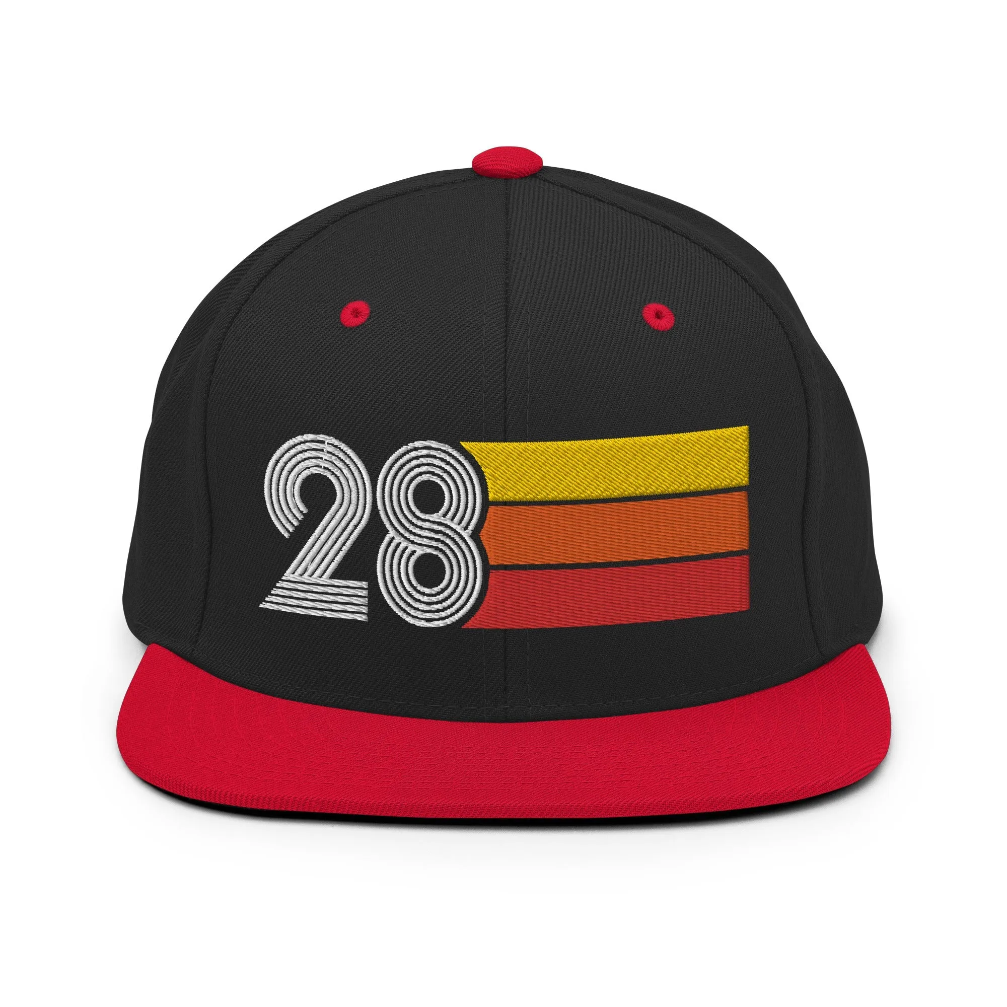28 - Number Twenty Eight 28th Birthday Gift Idea Flat Bill Snapback Hat for Men and Women