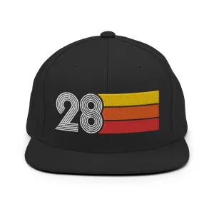 28 - Number Twenty Eight 28th Birthday Gift Idea Flat Bill Snapback Hat for Men and Women