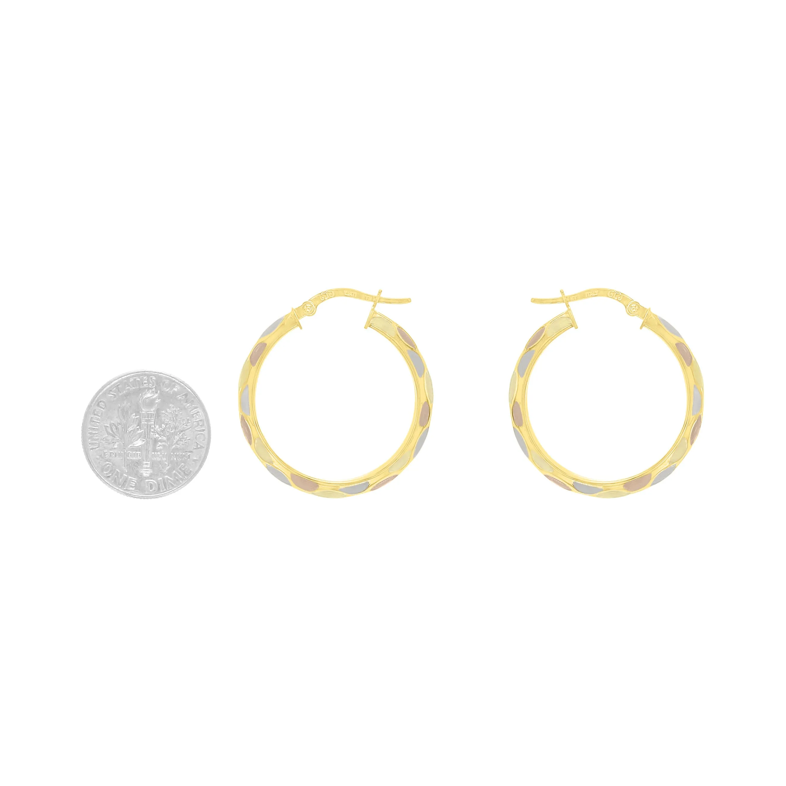 29MM White & Rose Diamond Cut Gold Hoops