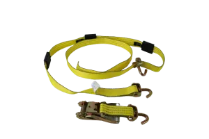 2" x 11' Yellow Tecnic Ratchet 3 Point Wheel Strap with 3 Rubber Tread Grabs (Swivel J)