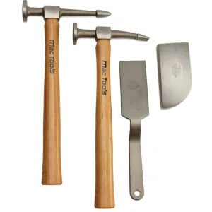 4-PC. Wooden-Handled Hammer Auto Body Repair Tool Set