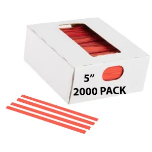 5 Inch Pre-cut Red Paper Twist Ties for Bags