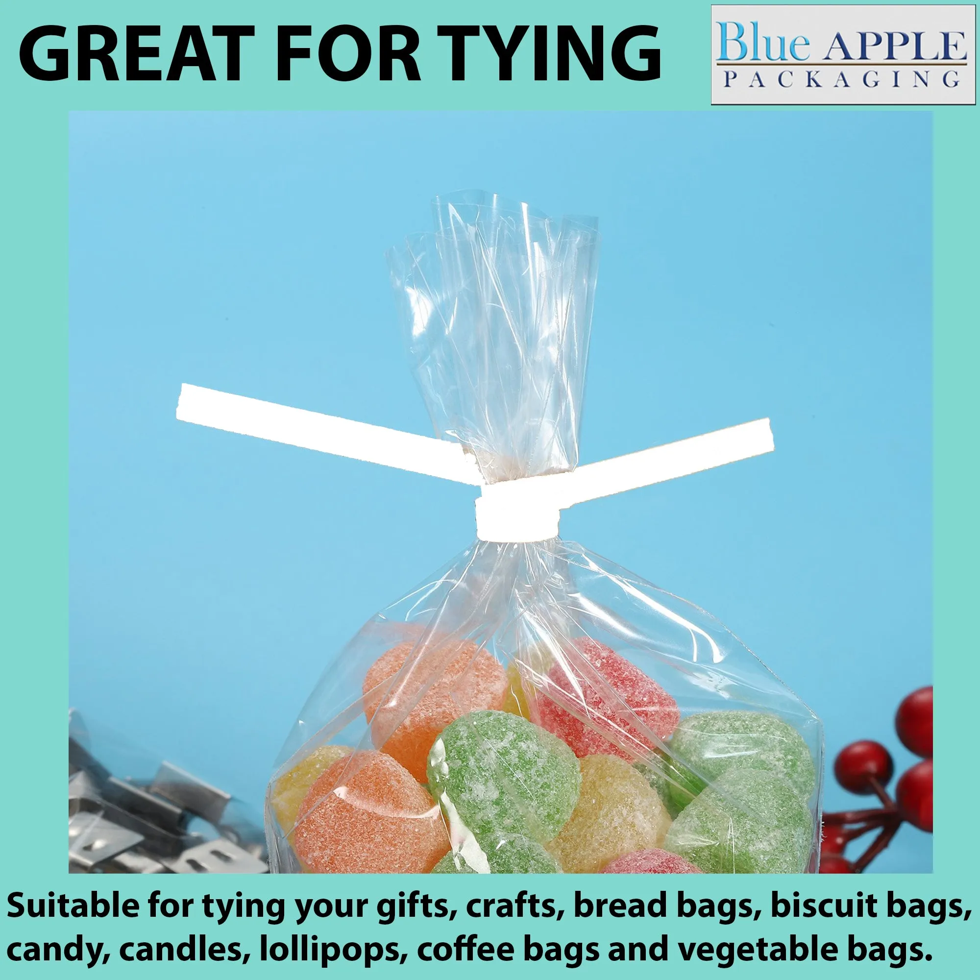 5 Inch Pre-cut Red Paper Twist Ties for Bags