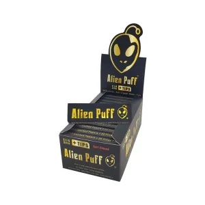50 Alien Puff Black & Gold 1 1/4 Size Unbleached Brown Papers   Tips