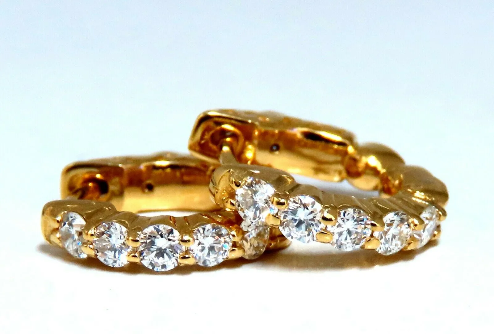 .50ct natural round diamonds inside out hoop earrings button 14 karat .5 inch