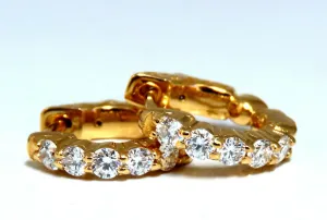 .50ct natural round diamonds inside out hoop earrings button 14 karat .5 inch