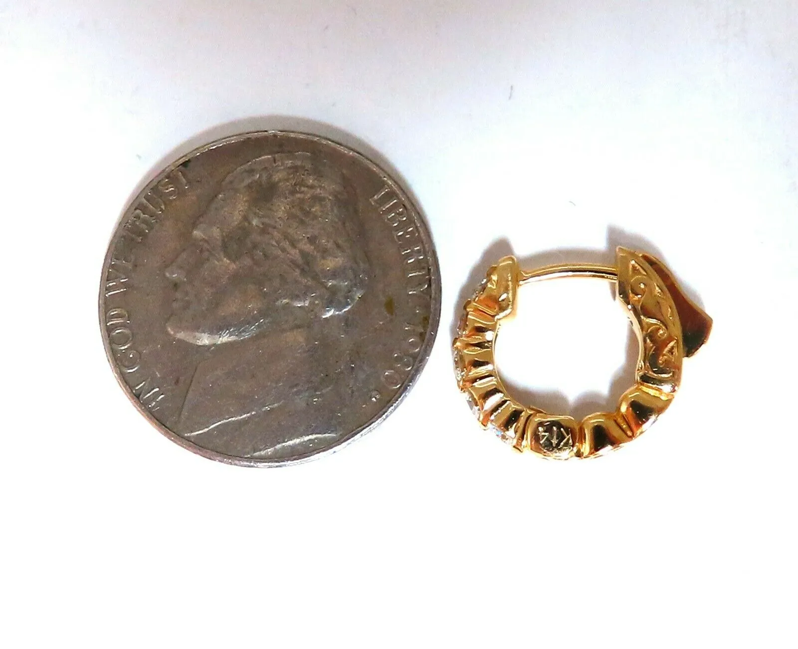 .50ct natural round diamonds inside out hoop earrings button 14 karat .5 inch