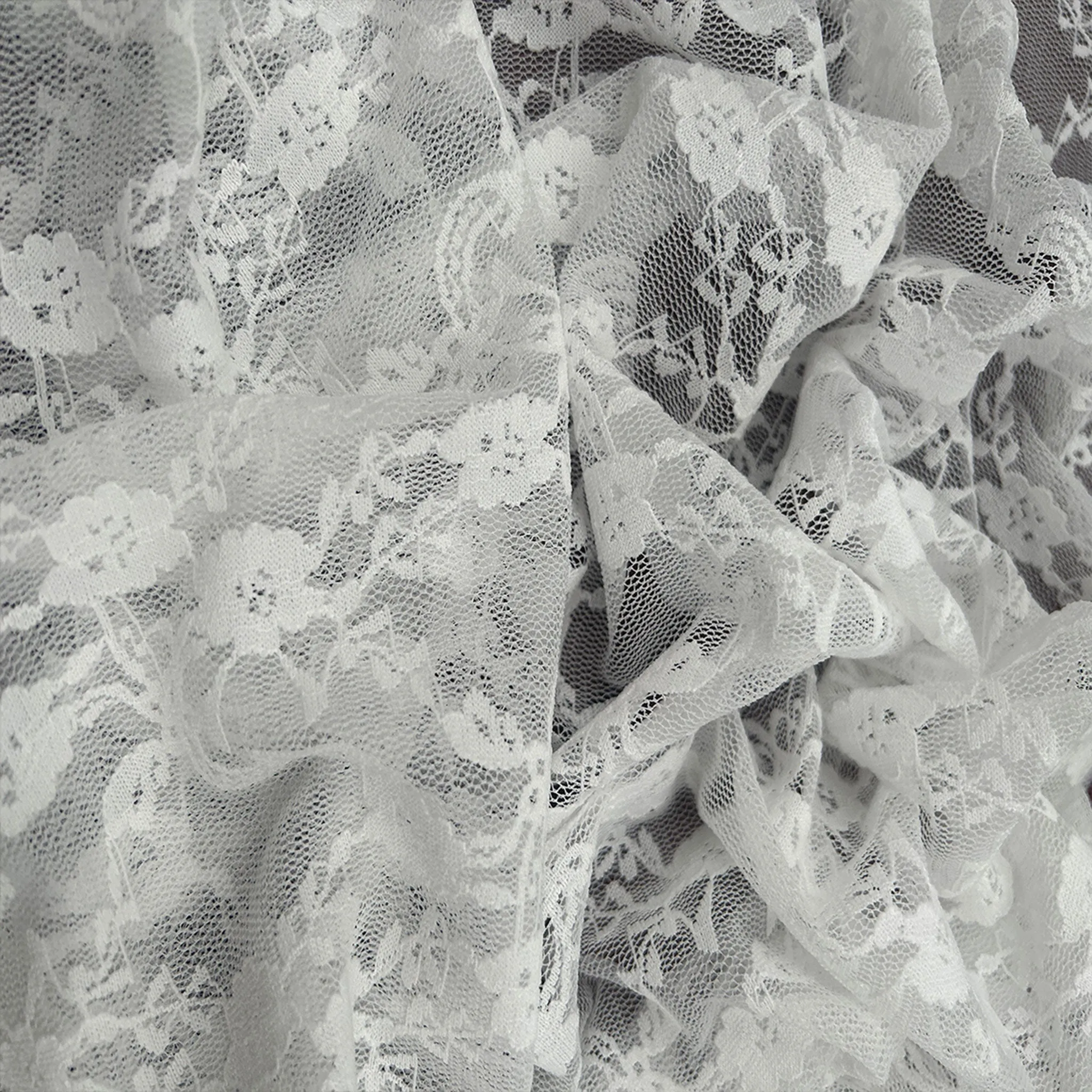 60" Wide Nylon Spandex Floral Lace Fabric by the Yard - 87 GSM, Lightweight, 4-Way Stretch, Soft & Breathable Fabric for Lingerie, Draperies, Wedding Gown & DIY- (SKU-865)