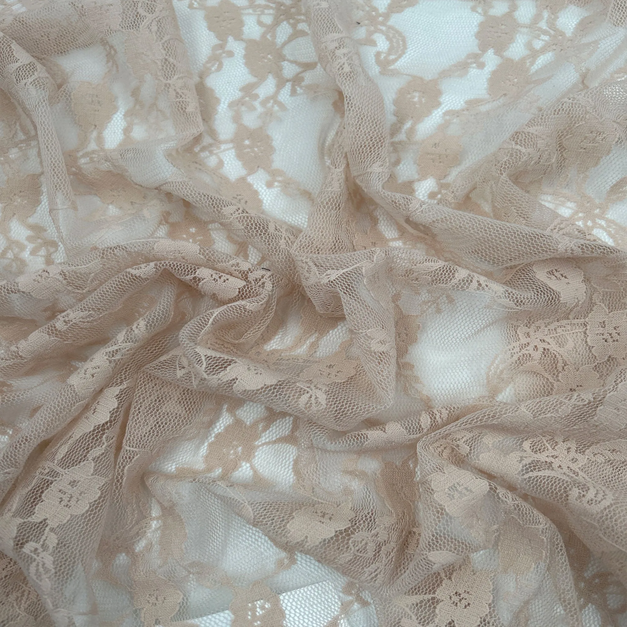 60" Wide Nylon Spandex Floral Lace Fabric by the Yard - 87 GSM, Lightweight, 4-Way Stretch, Soft & Breathable Fabric for Lingerie, Draperies, Wedding Gown & DIY- (SKU-865)