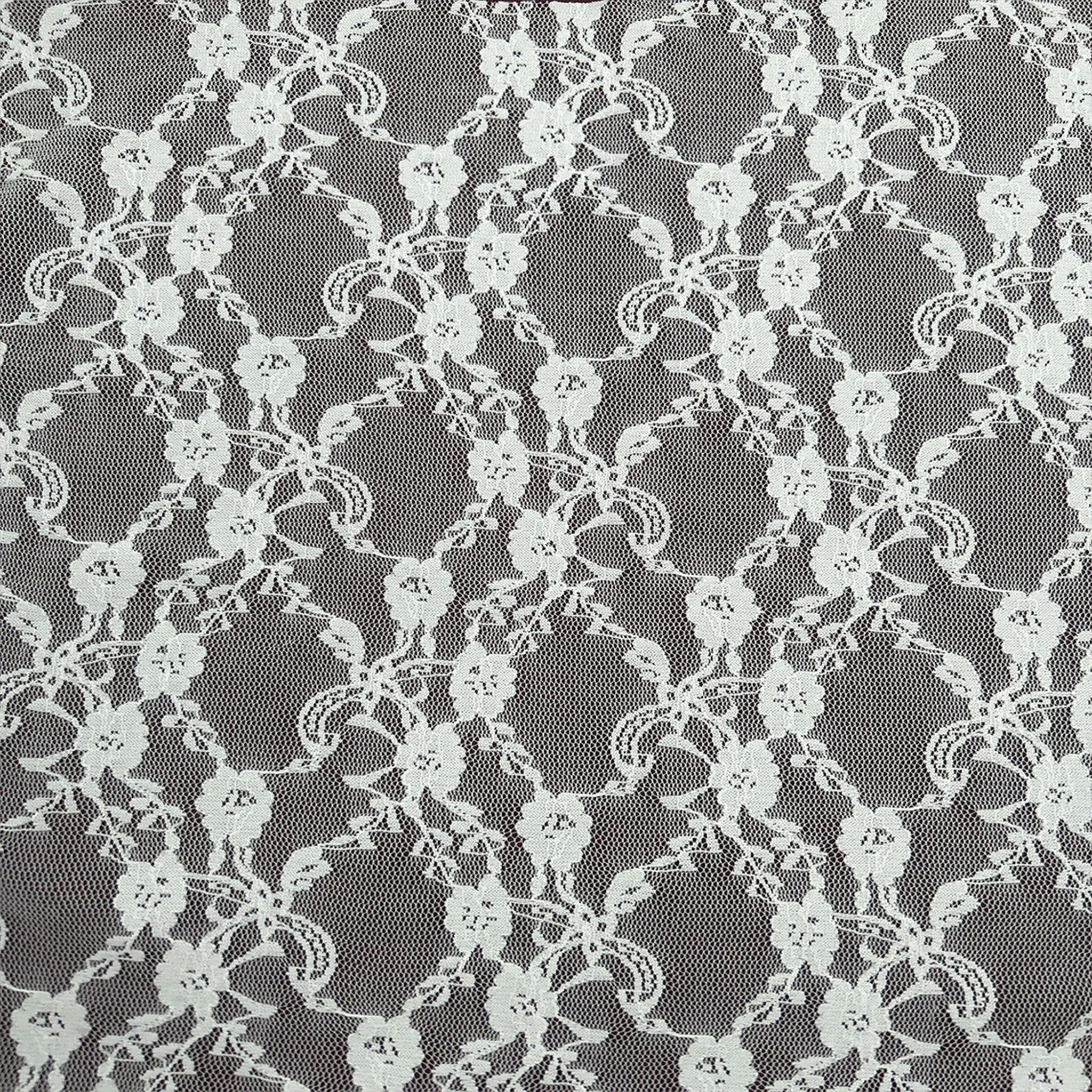 60" Wide Nylon Spandex Floral Lace Fabric by the Yard - 87 GSM, Lightweight, 4-Way Stretch, Soft & Breathable Fabric for Lingerie, Draperies, Wedding Gown & DIY- (SKU-865)