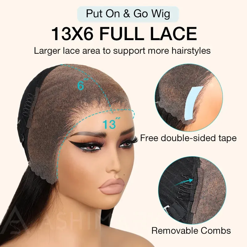 613 Blonde Body Wave Pull Go 13x6 Full Pre-Cut Glueless Lace Front Wig Brazilian Human Hair