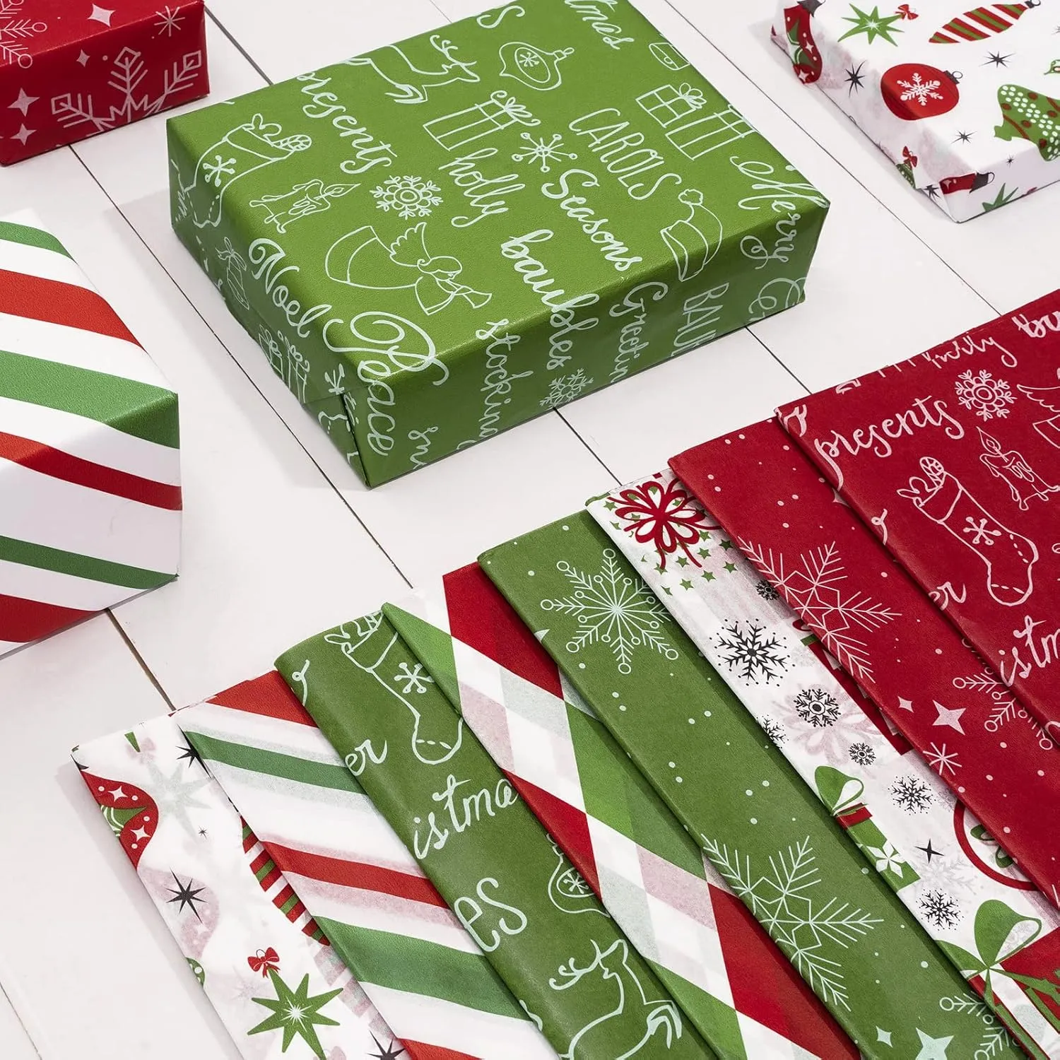 64 Sheets Christmas Tissue Paper Vintage Snowflake Gift Wrapping Paper 14" X 20"
