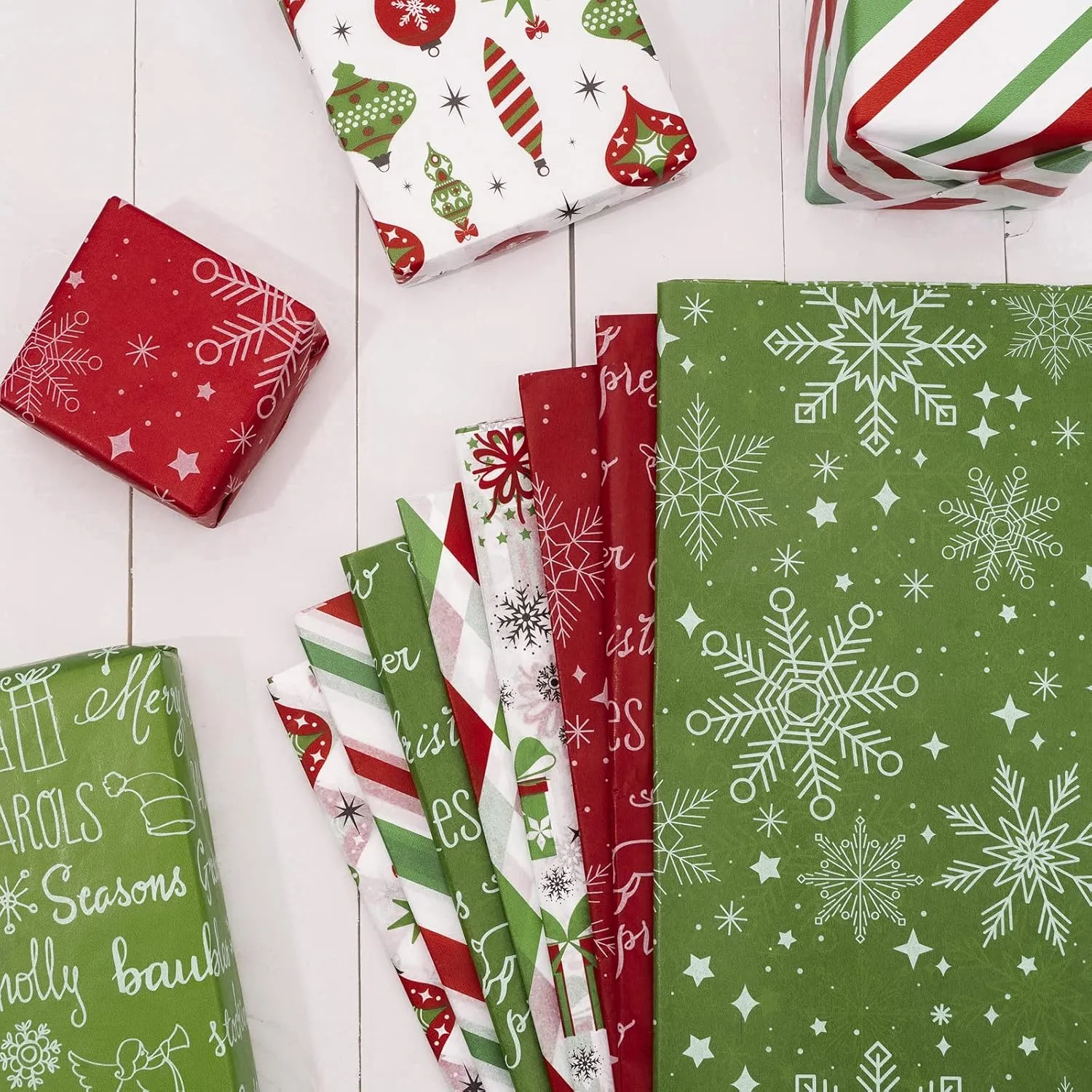 64 Sheets Christmas Tissue Paper Vintage Snowflake Gift Wrapping Paper 14" X 20"