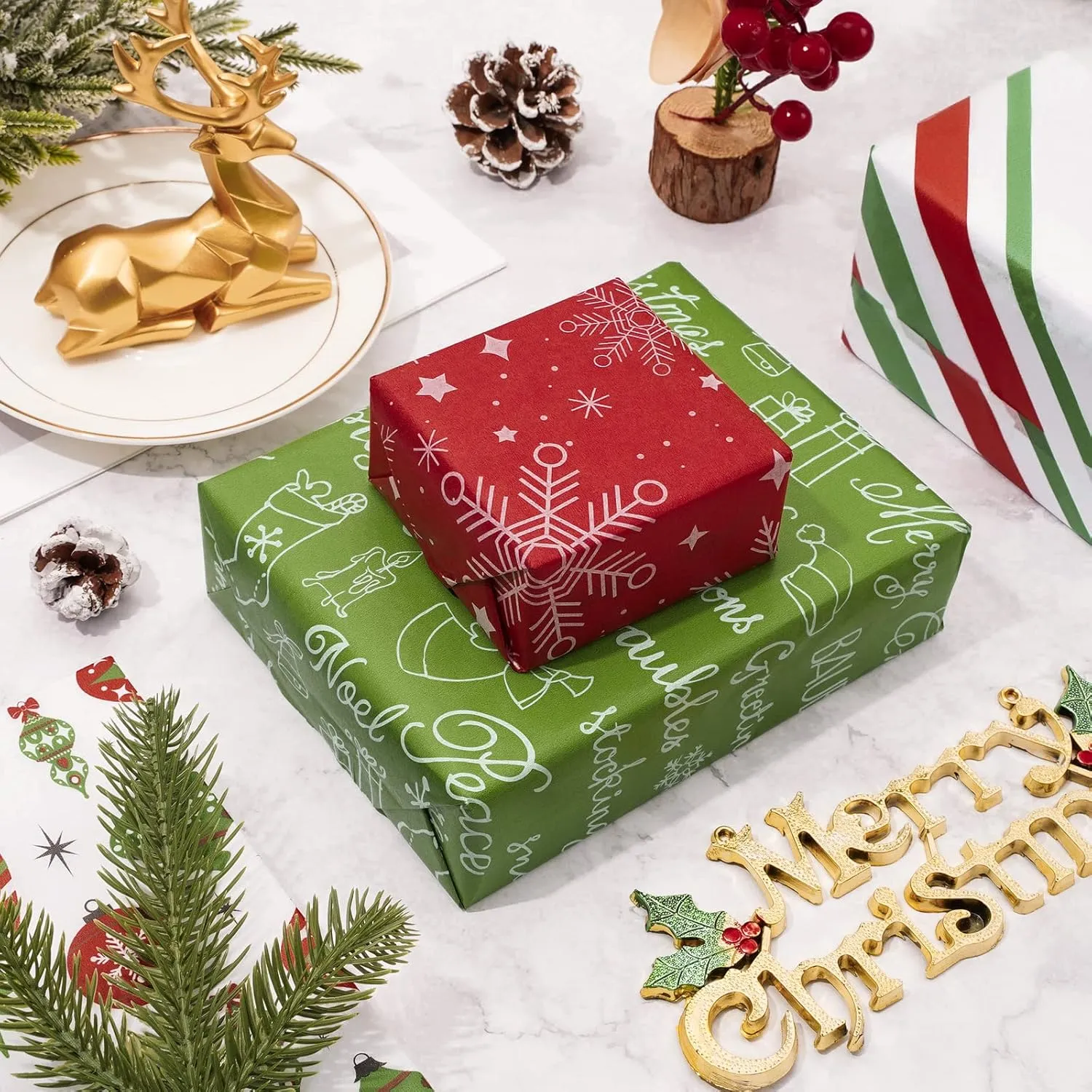 64 Sheets Christmas Tissue Paper Vintage Snowflake Gift Wrapping Paper 14" X 20"