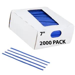 7 Inch Pre-cut Blue Paper Twist Ties for Bags
