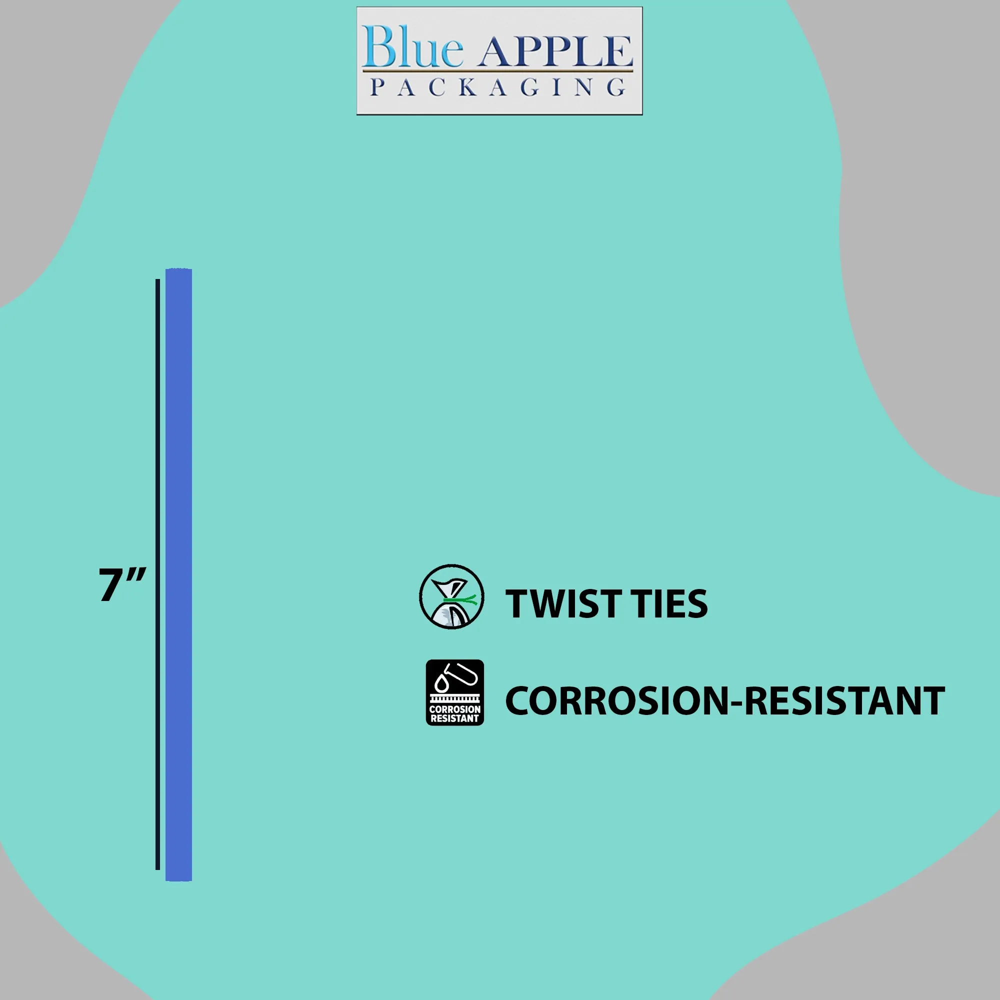 7 Inch Pre-cut Blue Paper Twist Ties for Bags