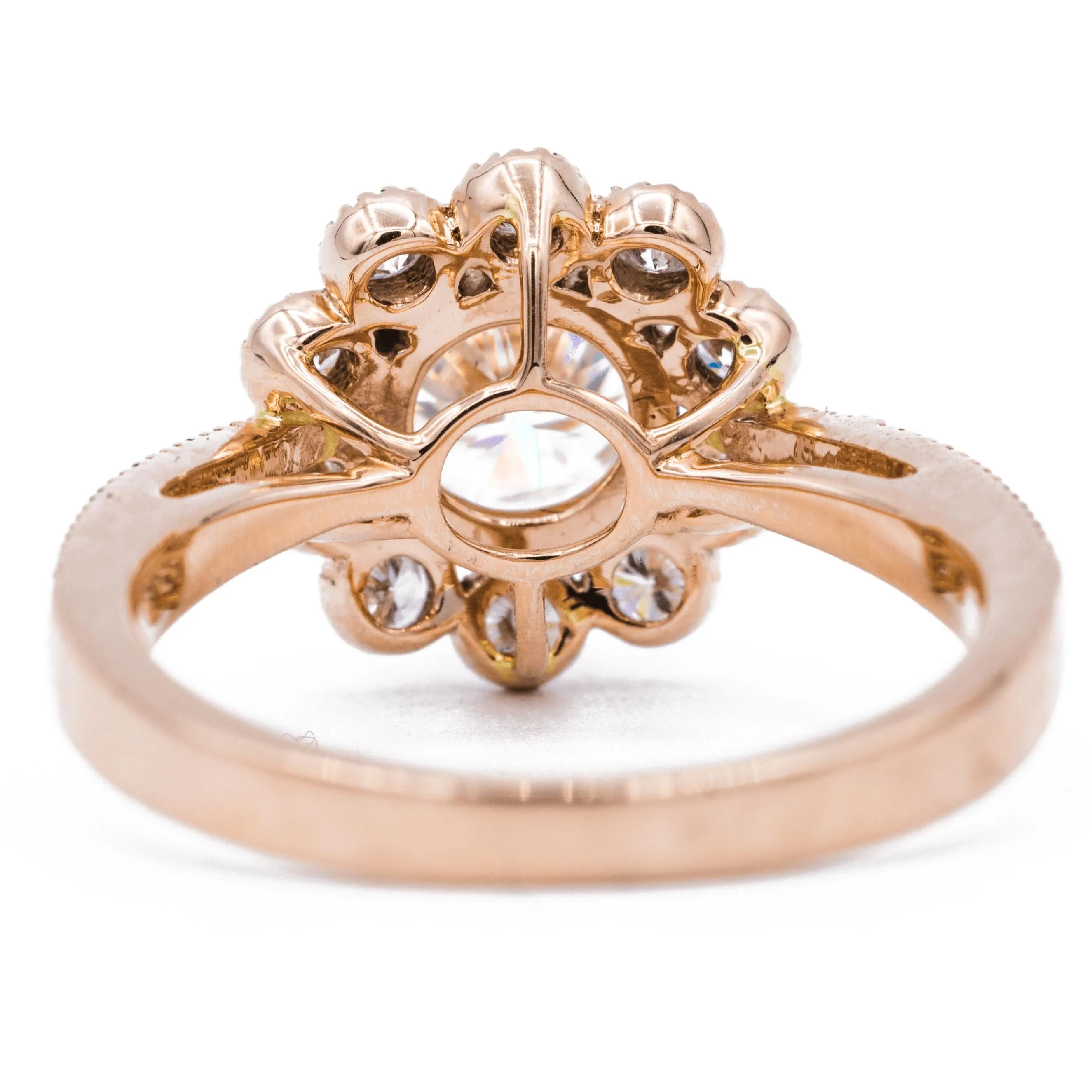7.0mm Round Center 14K Rose Gold Halo Ring