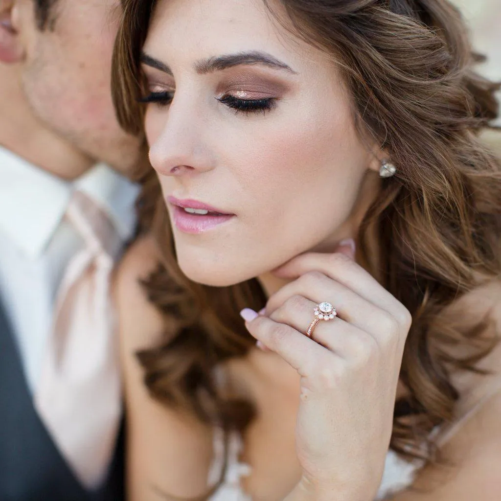 7.0mm Round Center 14K Rose Gold Halo Ring