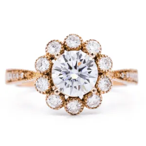 7.0mm Round Center 14K Rose Gold Halo Ring