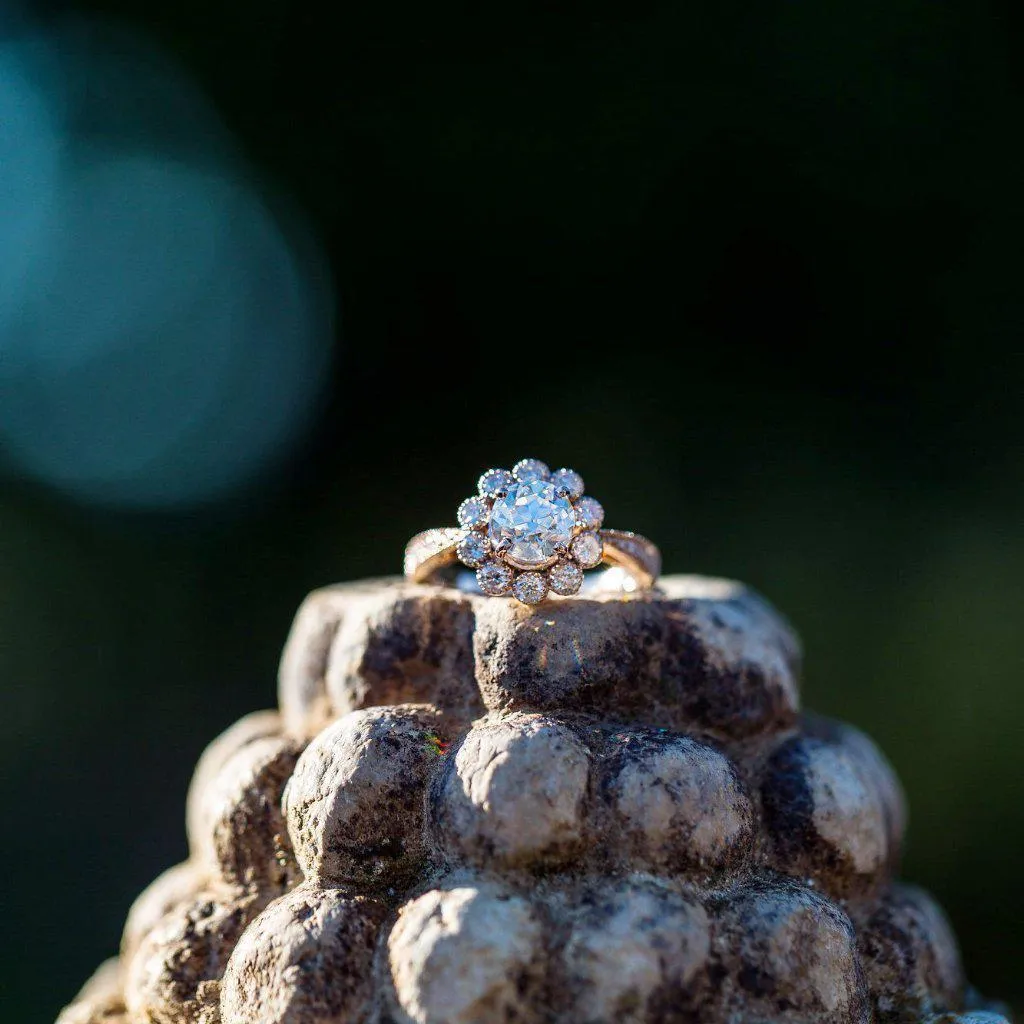 7.0mm Round Center 14K Rose Gold Halo Ring