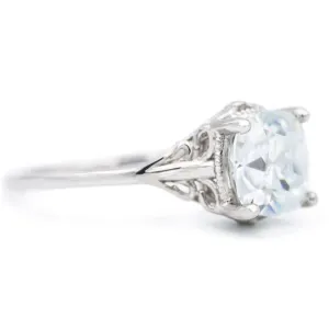 7.5mm Cushion Old Mine Cut (OMC) Heirloom Moissanite Jules Filigree Custom Bezel Diamond 14K White Gold Design