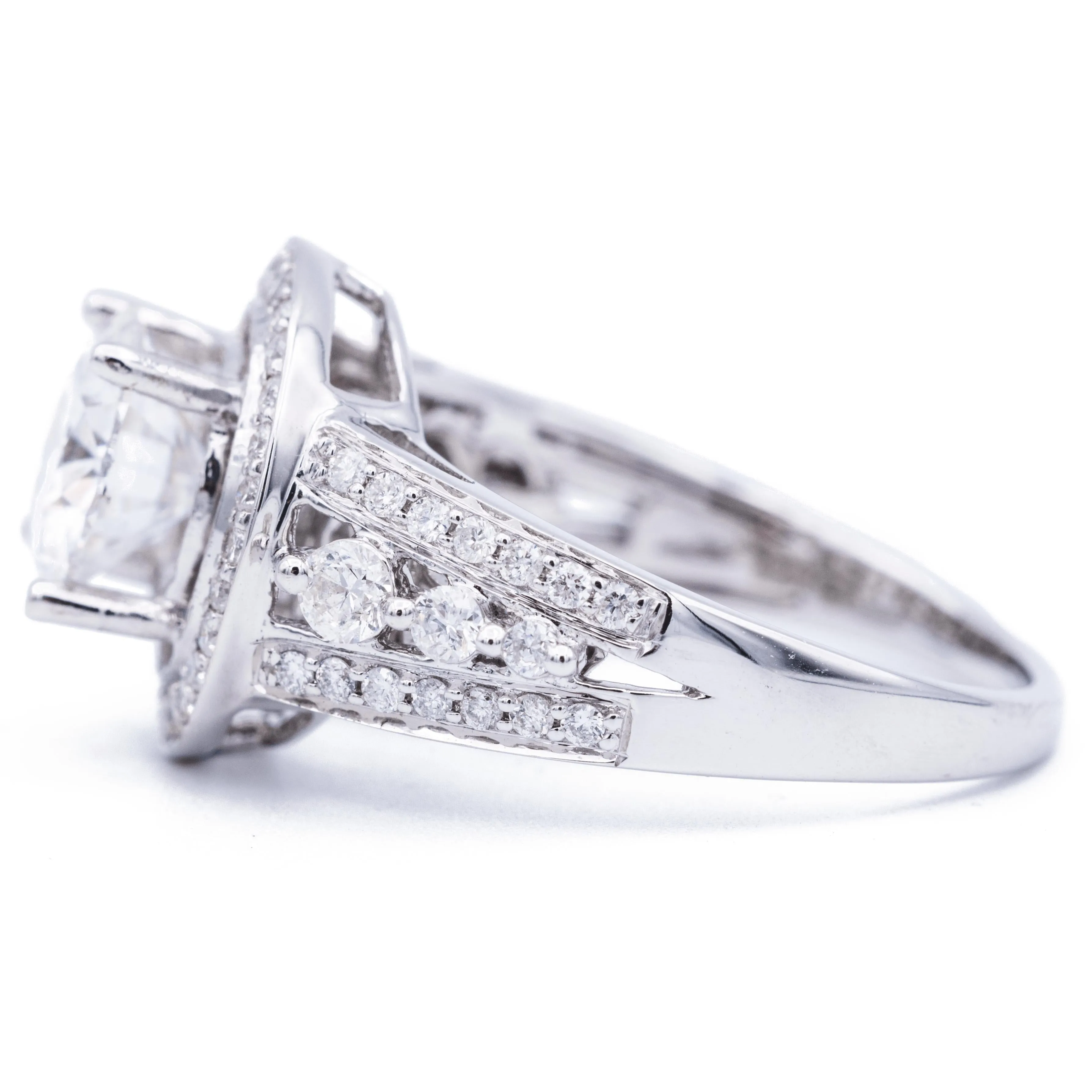7.5mm Round Center 14K White Gold Halo Ring