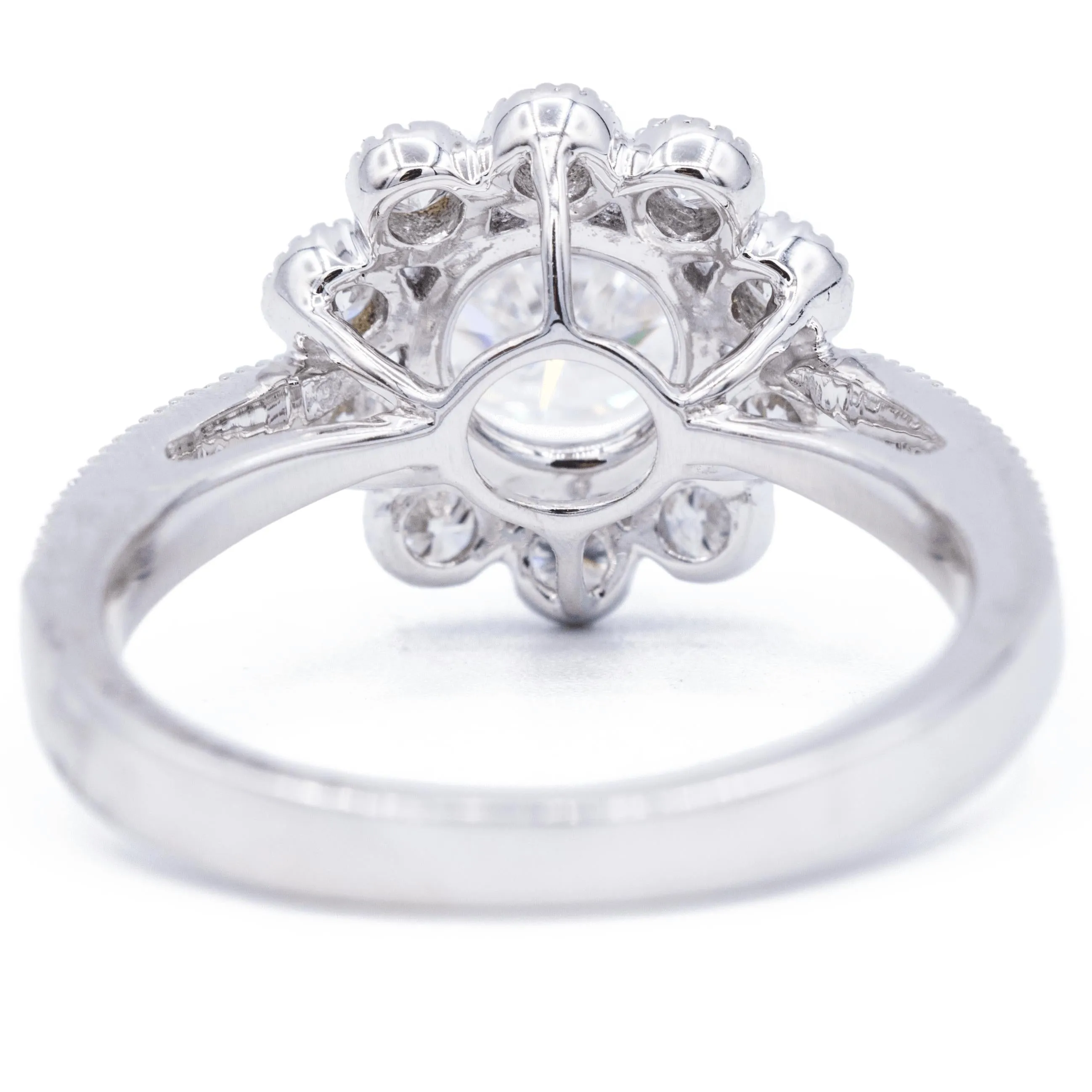 7mm Round Center 14K White Gold Halo Ring