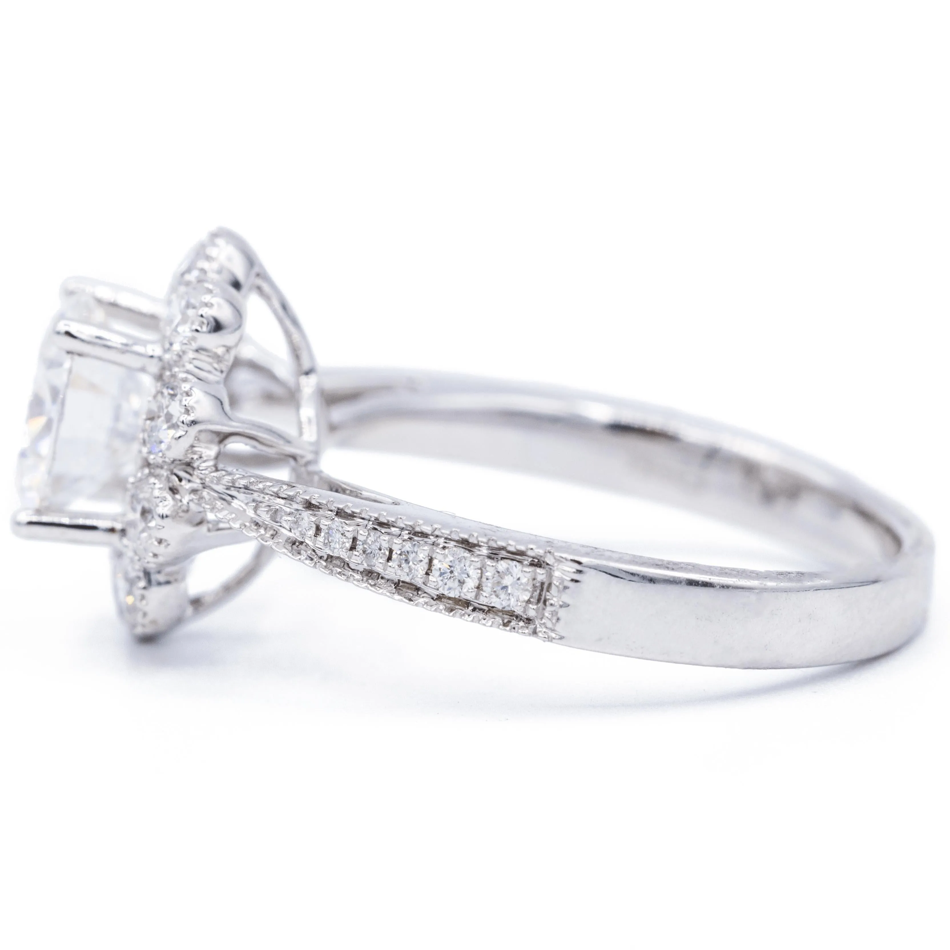 7mm Round Center 14K White Gold Halo Ring