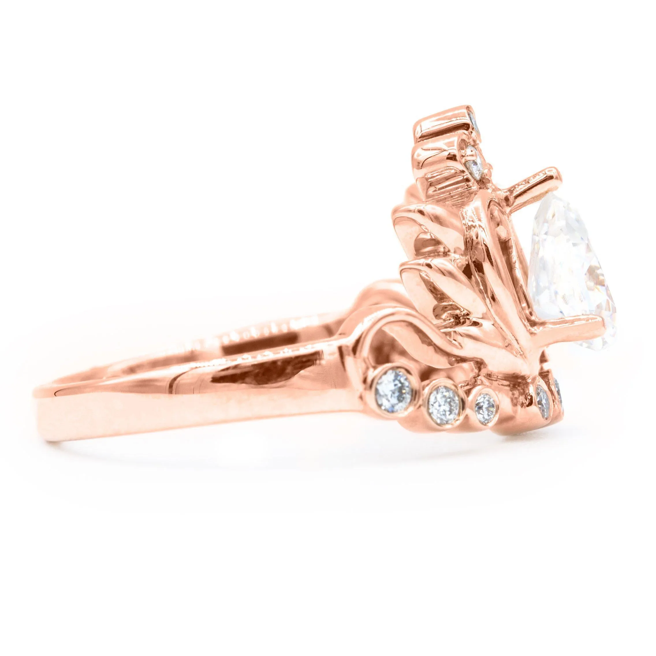 7x5mm Pear Center  14K Rose Gold Tiara Ring