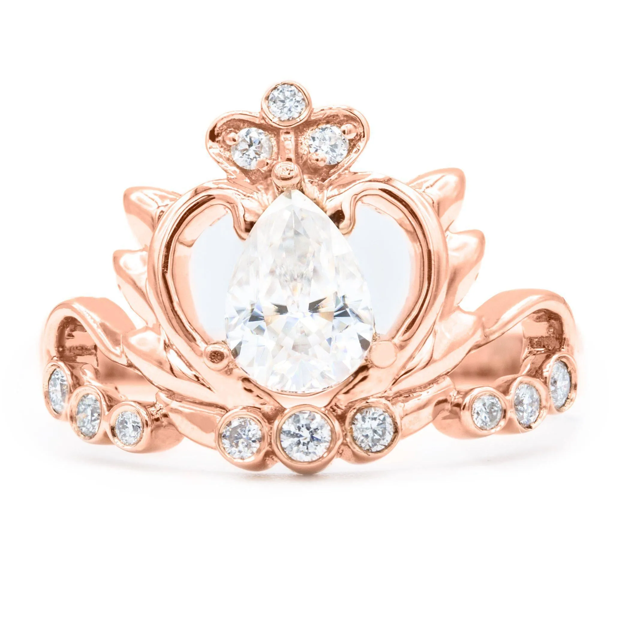 7x5mm Pear Center  14K Rose Gold Tiara Ring