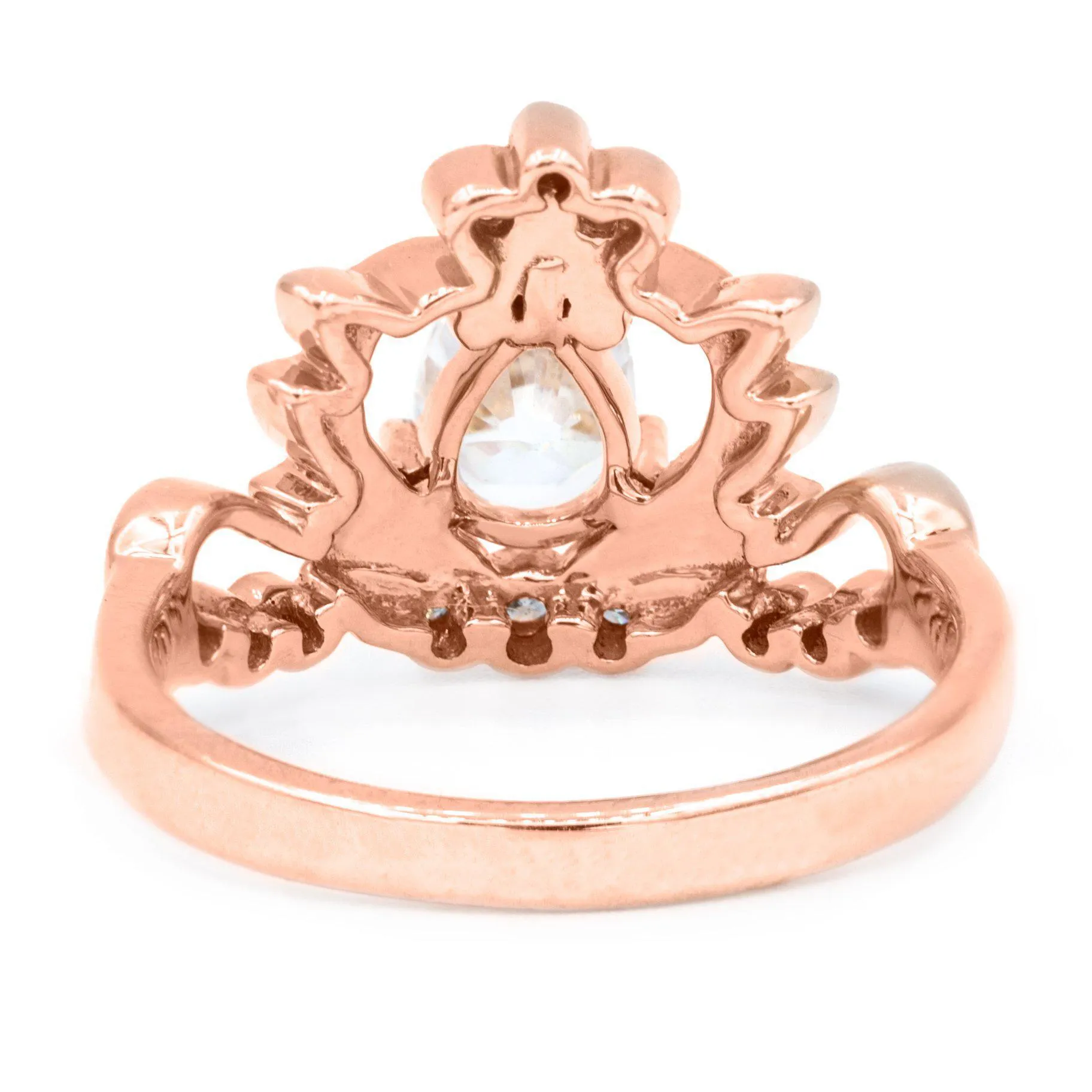 7x5mm Pear Center  14K Rose Gold Tiara Ring