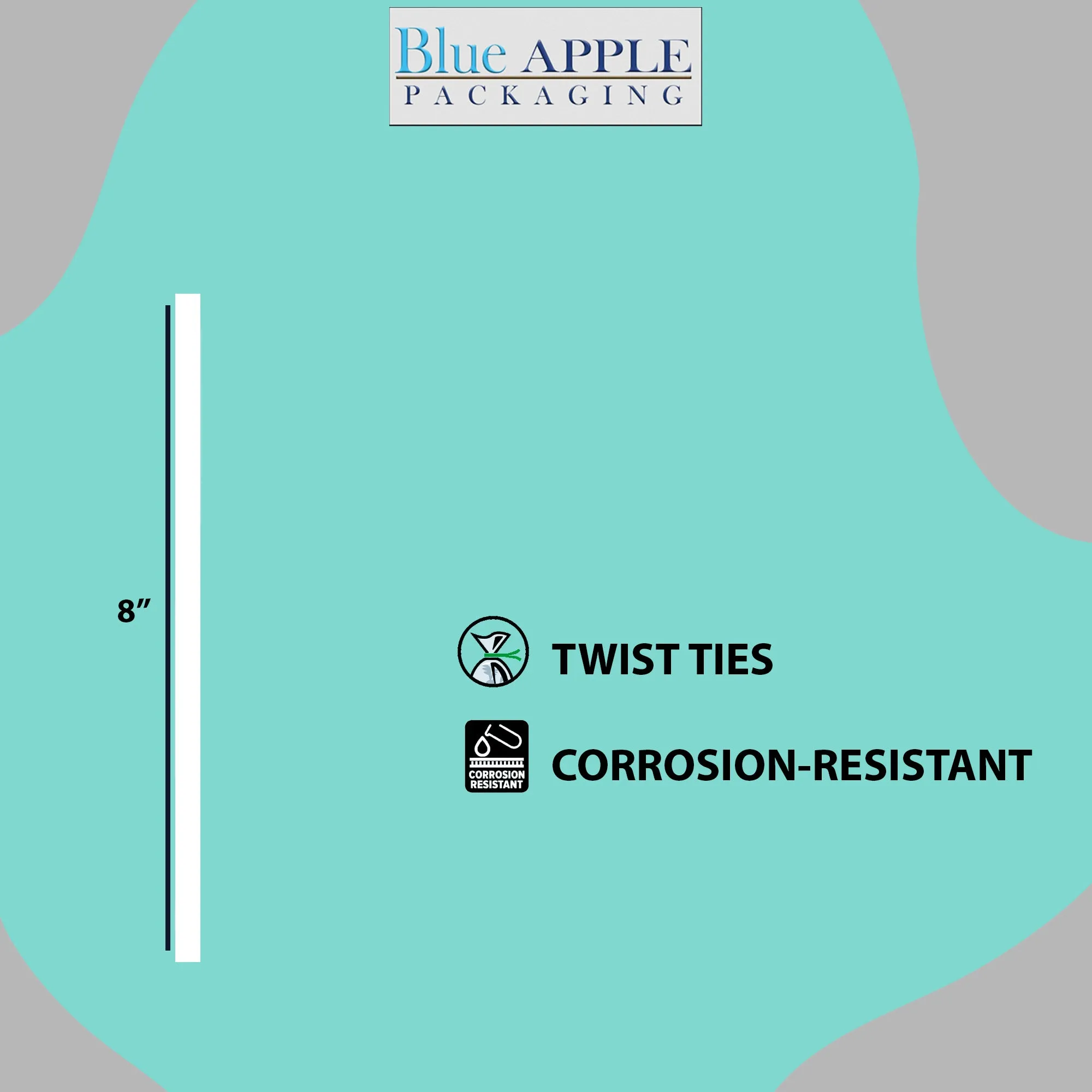 8 Inch Pre-cut White Paper Twist Ties for Bags