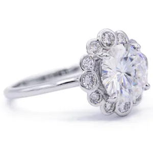 8.5mm Round Center 14KW Diamond Floral Halo Ring